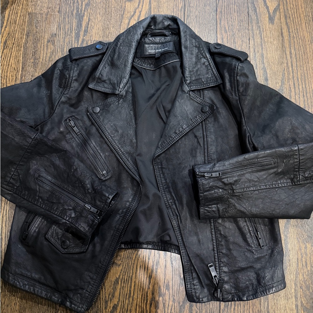 Superdry Black Leather Jacket